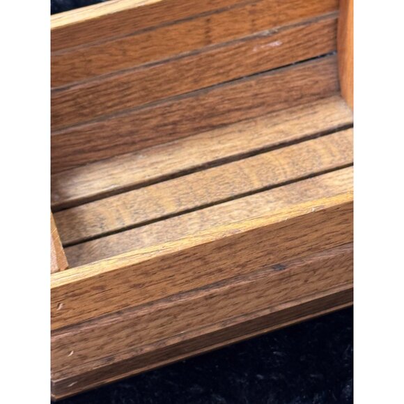 Vintage Wooden Handcrafted Slatted Tool Or Craft Caddy With Handle Rustic - Picture 4 of 7